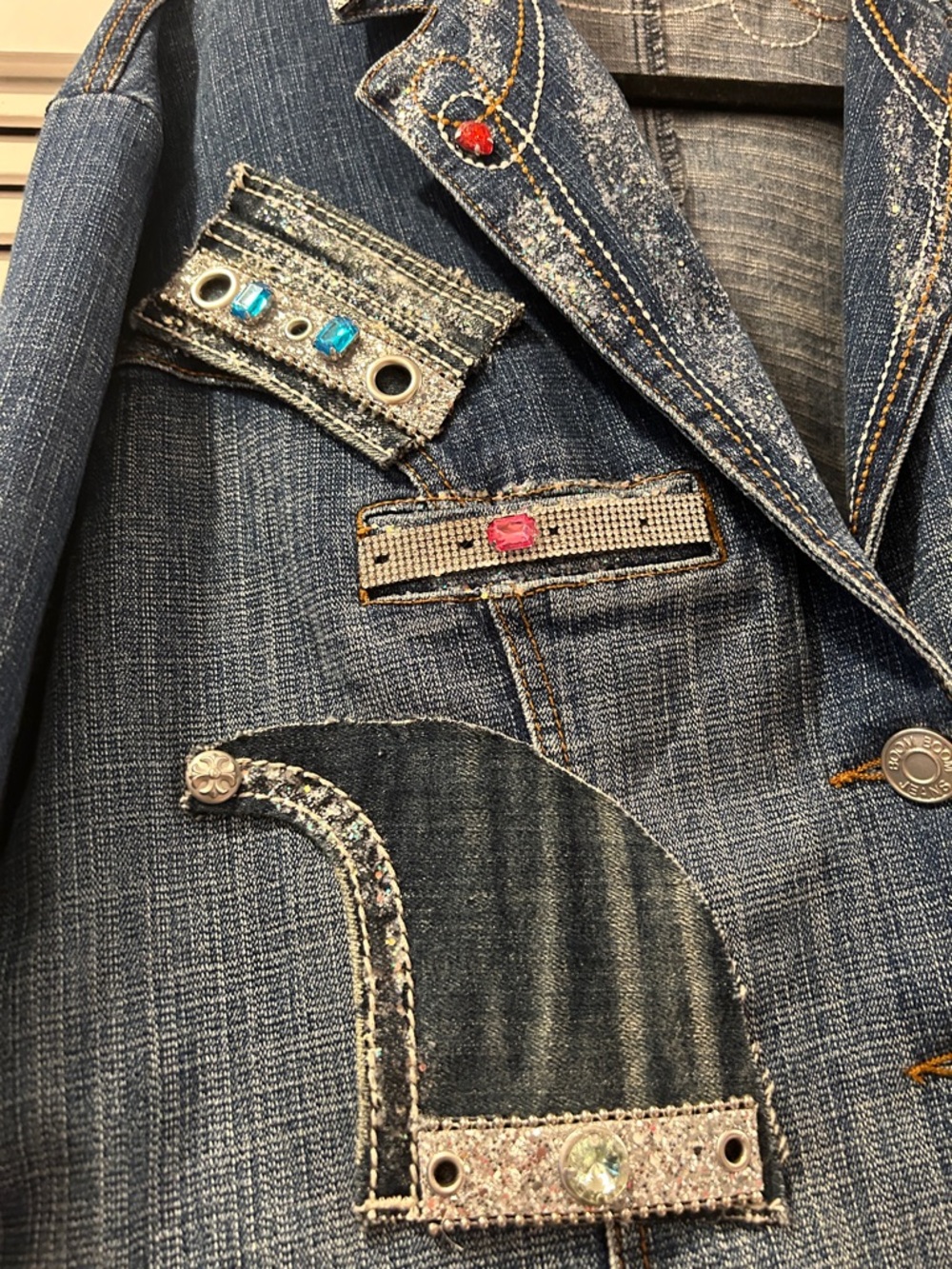 Denim Embellished Blue Women's Jacket
Lots of sparkle size large. - Picture 5 of 10